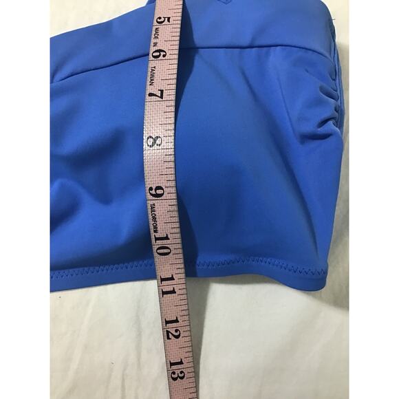 SHADE & SHORE XL 16-18 Blue Twist-Front Keyhole Strappy Swim Bikini Top NWT b144 - Picture 4 of 9